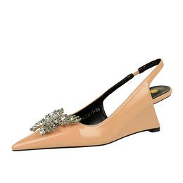KissICON New Wedges Patent Leather Shallow Pointed Toe High