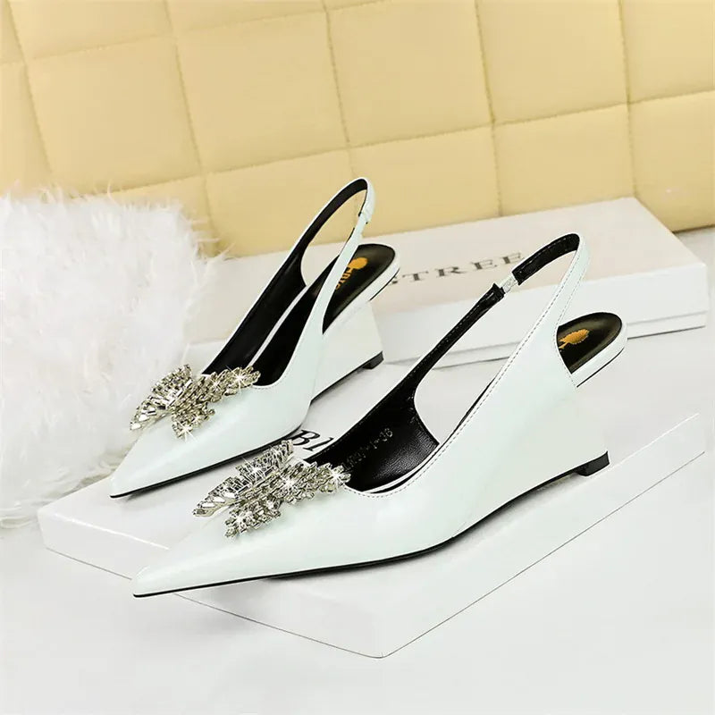KissICON New Wedges Patent Leather Shallow Pointed Toe High
