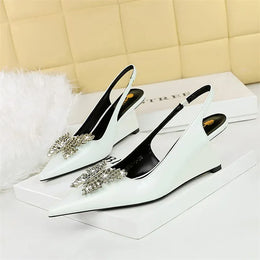 KissICON New Wedges Patent Leather Shallow Pointed Toe High