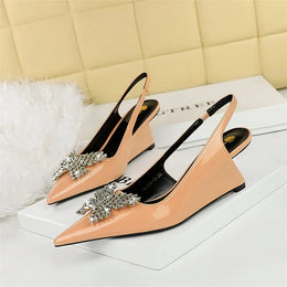 KissICON New Wedges Patent Leather Shallow Pointed Toe High