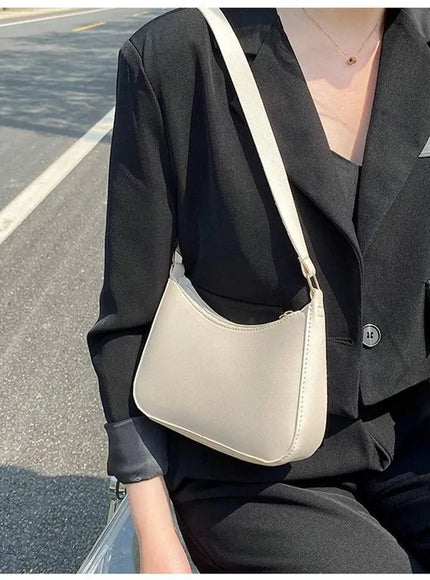 Dropshipman New Women's Fashion Handbags Retro Solid Color PU Leather Shoulder Underarm Bag Casual Women Hobos Handbags