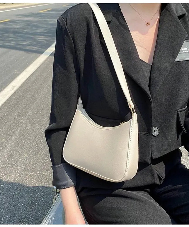 Dropshipman New Women's Fashion Handbags Retro Solid Color PU Leather Shoulder Underarm Bag Casual Women Hobos Handbags