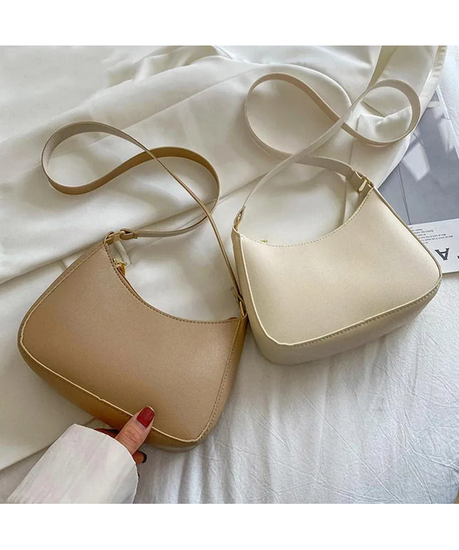 Dropshipman New Women's Fashion Handbags Retro Solid Color PU Leather Shoulder Underarm Bag Casual Women Hobos Handbags