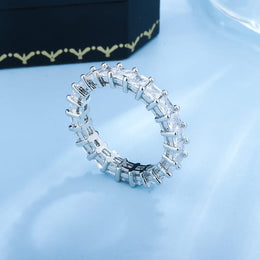 KissICON New Women's Simple Zircon 925 Silver Ring AAAA Shiny Zircon Wedding Ring Fashion Eternal Promise Ring Couple Ring Christmas Gift