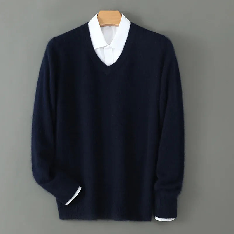 KissICON niuzai lan DBR025 / XXXL / Pack of 1 Luxurious Mens Pure Mink VNeck Knit Sweater