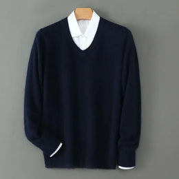 KissICON niuzai lan DBR025 / XXXL / Pack of 1 Luxurious Mens Pure Mink VNeck Knit Sweater