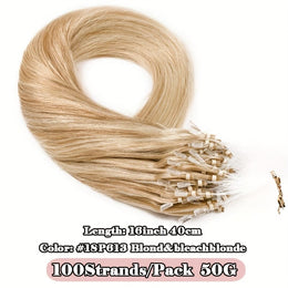 KissICON No. 18P613 blond&bleachblonde / 16inch KissIcon Natural Hair Extensions Invisible Remy Micro Ring