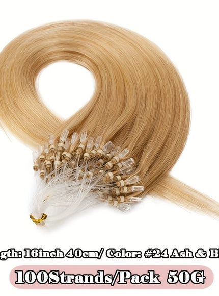 KissICON No. 24 ash&blond / 16inch KissIcon Natural Hair Extensions Invisible Remy Micro Ring