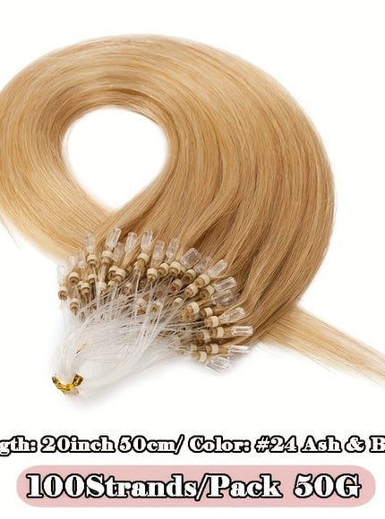 KissICON No. 24 ash&blond / 20inch KissIcon Natural Hair Extensions Invisible Remy Micro Ring