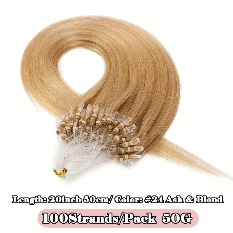 KissICON No. 24 ash&blond / 20inch KissIcon Natural Hair Extensions Invisible Remy Micro Ring