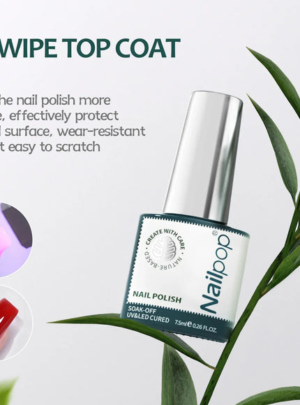 KissICON NO WIPE TOP COAT Kiss Icon Nailpop Gel Liner Polish 8ml Colors