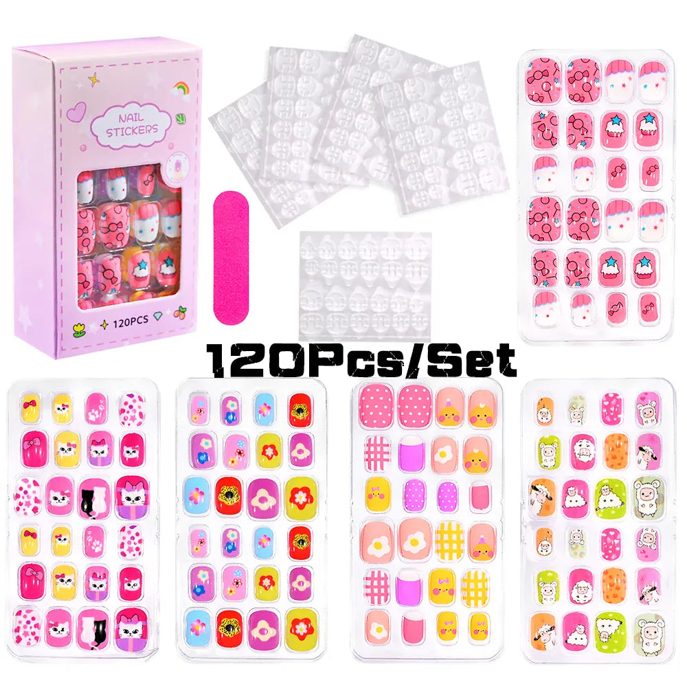 KissICON NO01 💋 Kawaii Kids False Nails Set - Self-Adhesive