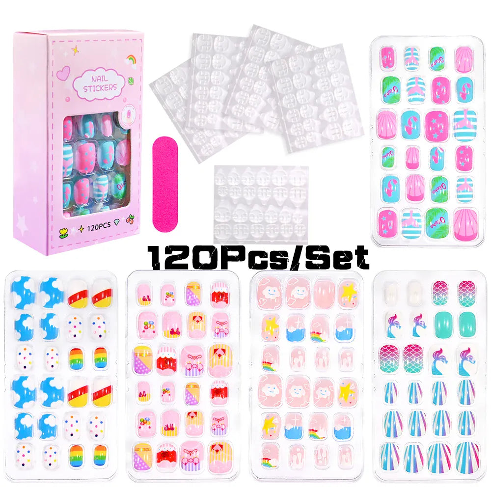 KissICON NO02 💋 Kawaii Kids False Nails Set - Self-Adhesive