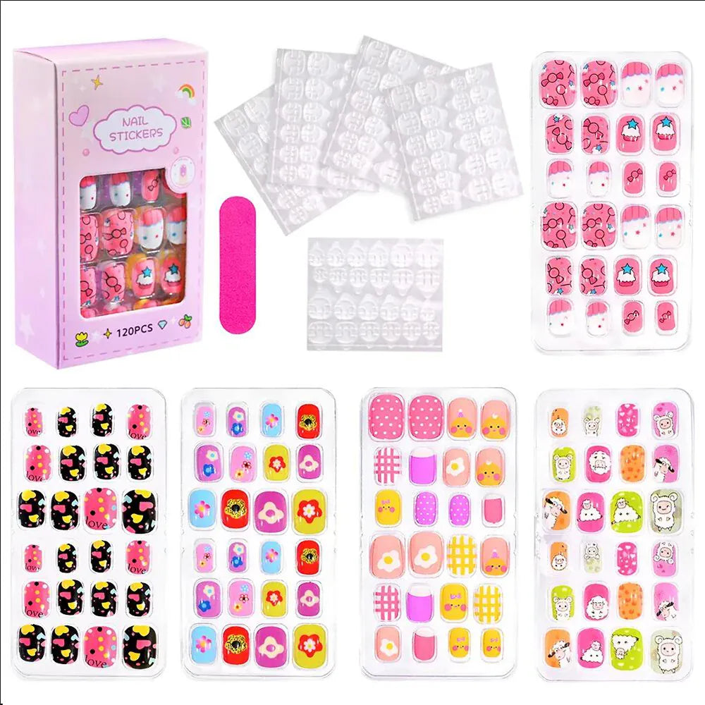 KissICON NO03 💋 Kawaii Kids False Nails Set - Self-Adhesive