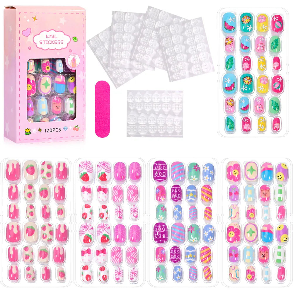KissICON NO05 💋 Kawaii Kids False Nails Set - Self-Adhesive
