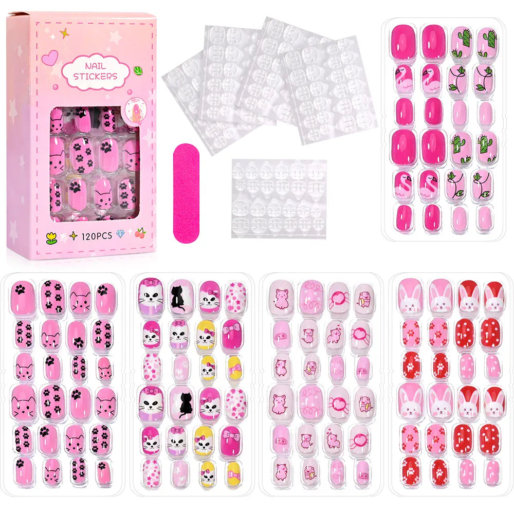 KissICON NO08 💋 Kawaii Kids False Nails Set - Self-Adhesive