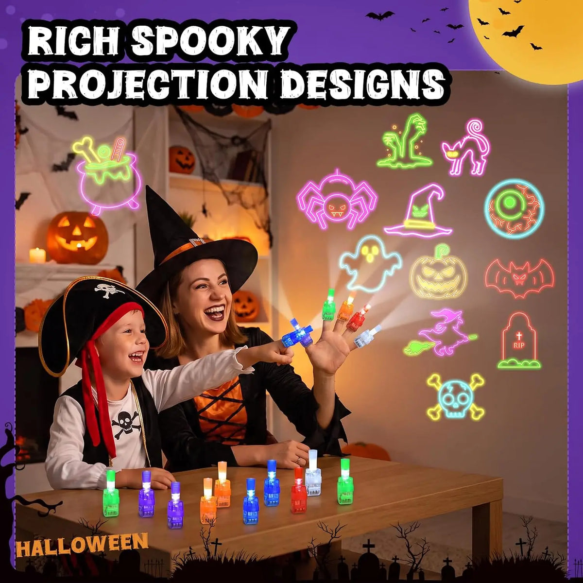 KissICON None Halloween Finger Lights Toys Bright lights Halloween Party Favors Toys Halloween Goodie Bag Fillers Trick or Treat Toys