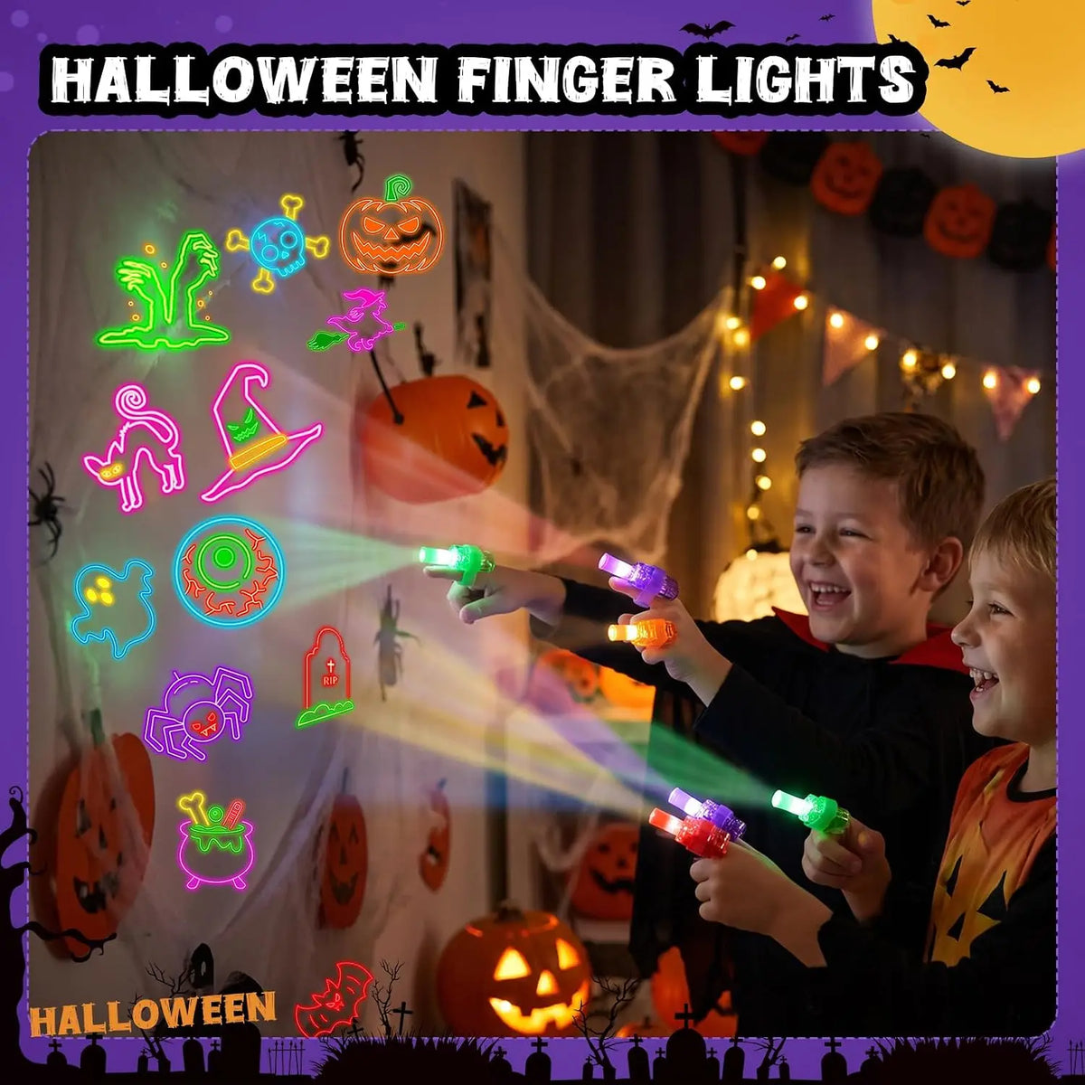 KissICON None Halloween Finger Lights Toys Bright lights Halloween Party Favors Toys Halloween Goodie Bag Fillers Trick or Treat Toys