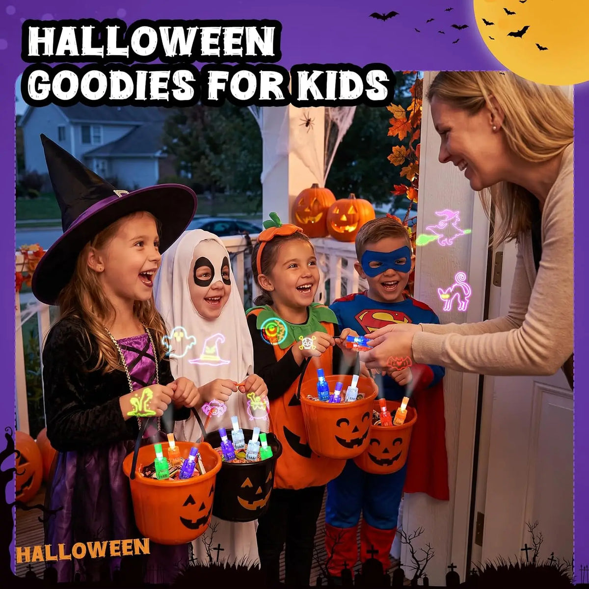 KissICON None Halloween Finger Lights Toys Bright lights Halloween Party Favors Toys Halloween Goodie Bag Fillers Trick or Treat Toys