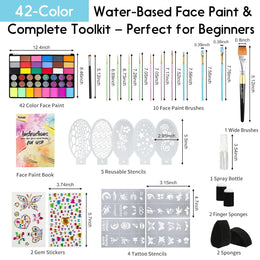 KissICON NonToxic WaterActivated Face Painting Kit for Kids