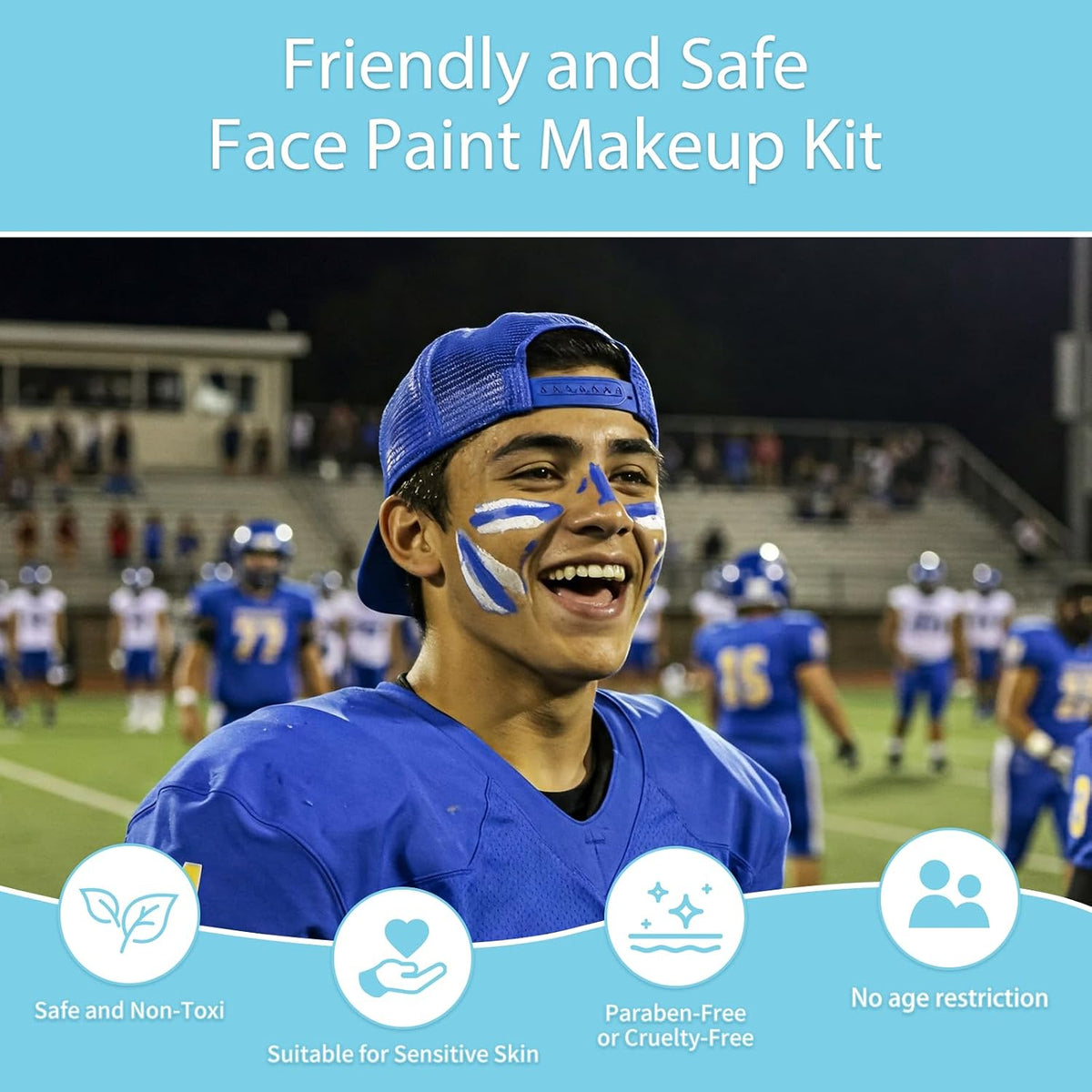 KissICON NonToxic WaterActivated Face Painting Kit for Kids