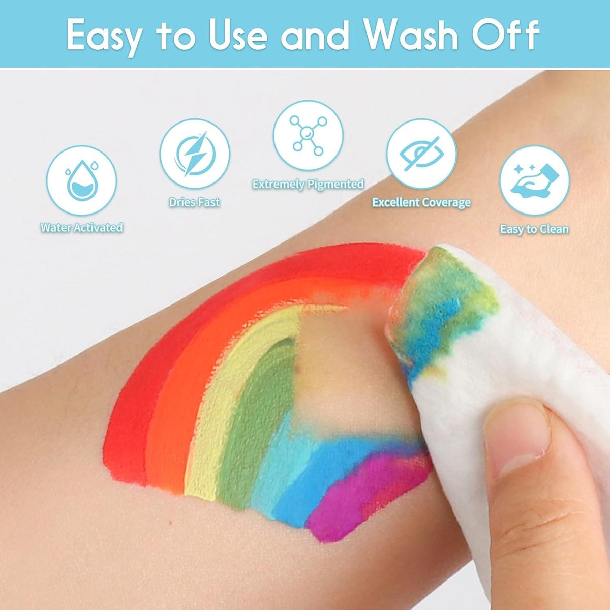 KissICON NonToxic WaterActivated Face Painting Kit for Kids