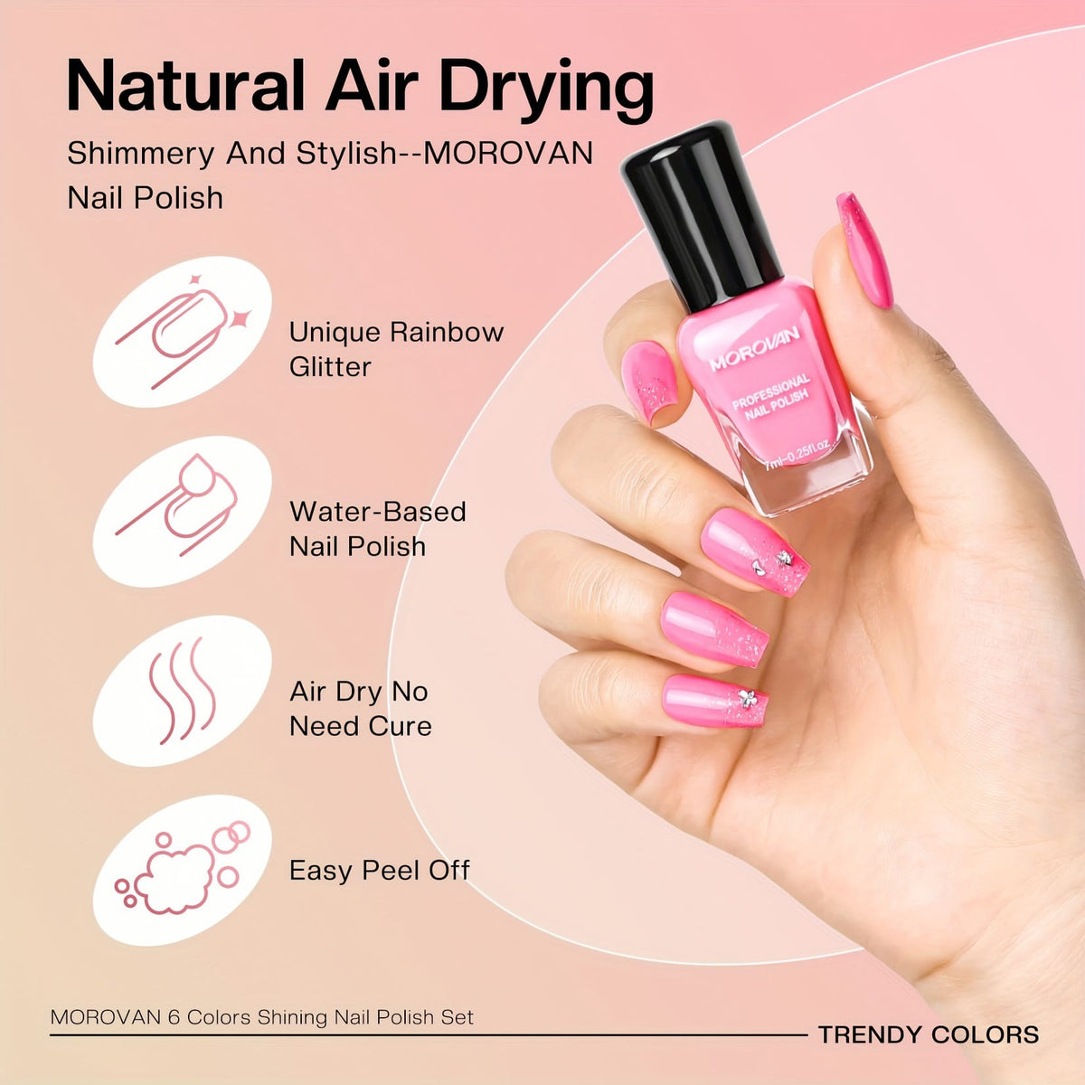KissICON NP6-195-A6 KissIcon Nail Polish Set - Quick Dry Long-Lasting