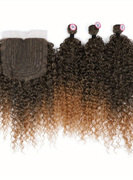 KissICON OET1B/27 / 18 20 22 with 18 KissIcon 3 Packs Afro Curly Extensions Closure -