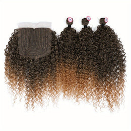 KissICON OET1B/27 / 18 20 22 with 18 KissIcon 3 Packs Afro Curly Extensions Closure -