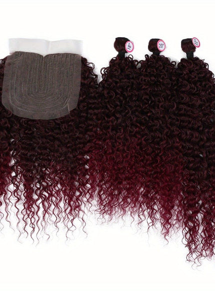 KissICON OET1B/BURG / 18 20 22 with 18 KissIcon 3 Packs Afro Curly Extensions Closure -