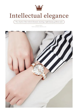 KissICON OLEVS 5872 Luxury Women's Watches Elegant Fashion Ceramic Strip Waterproof Japan Imports Quartz Watch Dress Lady Watch Simple