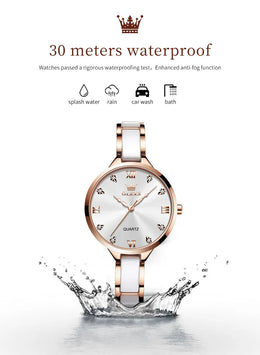 KissICON OLEVS 5872 Luxury Women's Watches Elegant Fashion Ceramic Strip Waterproof Japan Imports Quartz Watch Dress Lady Watch Simple
