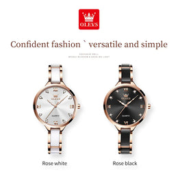 KissICON OLEVS 5872 Luxury Women's Watches Elegant Fashion Ceramic Strip Waterproof Japan Imports Quartz Watch Dress Lady Watch Simple