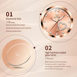 KissICON OLEVS Japan Quartz Women Watch Stainless steel Bracelet "Love" Dial Fashion Elegant Waterproof Luminous Quartz Watch for Ladies