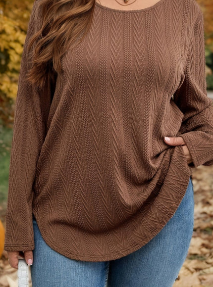 jkthpu-45 Olive Brown / UK 18 Plus Size, Women's Oversized Brown Sweater - Soft