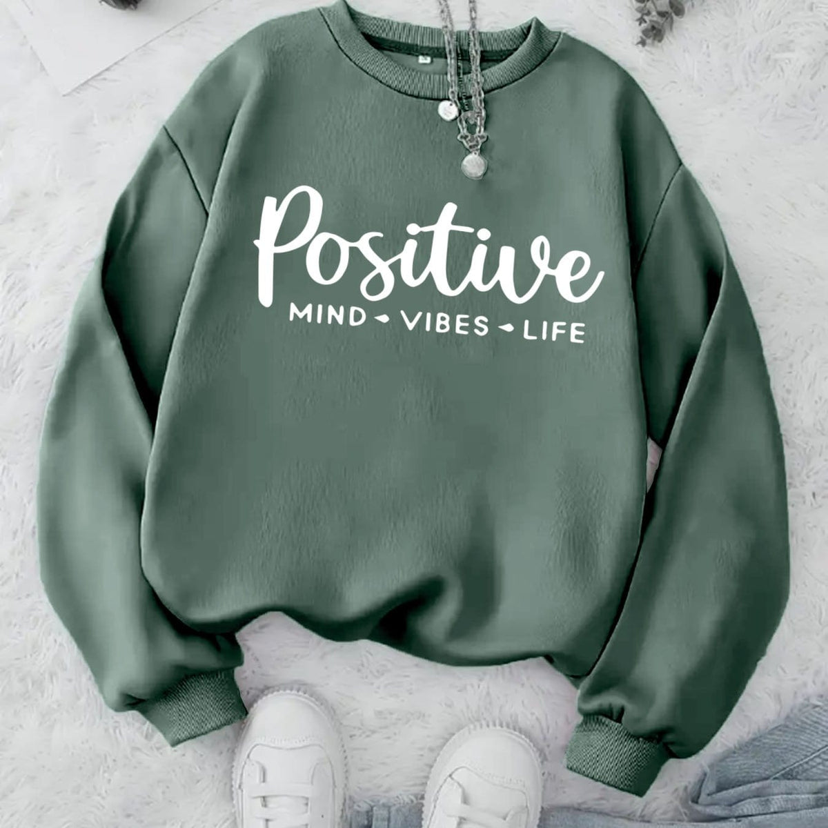 jkthpu-45 Olive Green / UK 16 Plus Size, Women's Oversized Red Hoodie with Positive