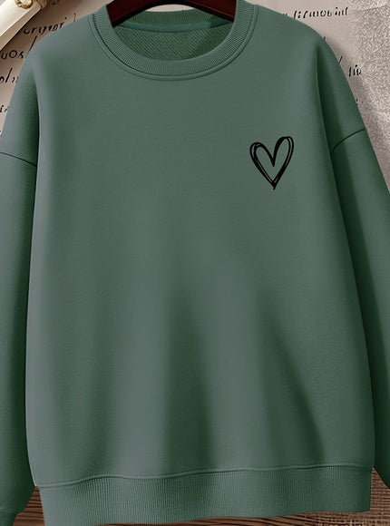jkthpu-45 Olive Green / UK 16 Women'S Gray Crew Neck Sweatshirt with Heart Design