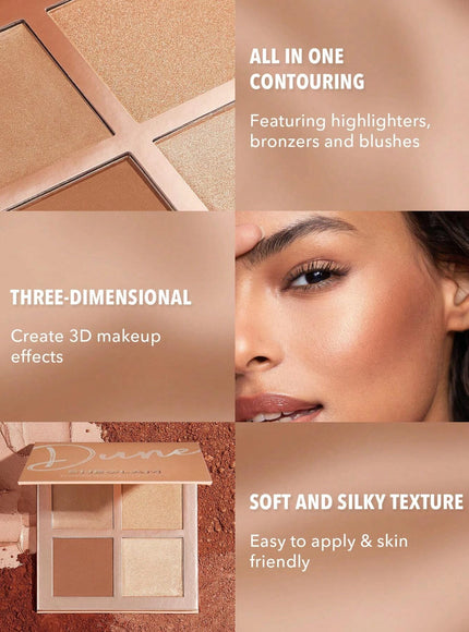 jkthpu-45 one-size KissIcon SHEGLAM 3D Pro Face Palette Dune Contour