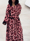 One-size / ZQ pink leopard print hooded dressing gown