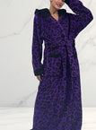 One-size / ZQ purple leopard print hooded dressing gown