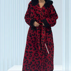 ZQ red leopard print hooded dressing gown