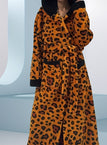 One-size / ZQ yellow leopard print hooded dressing gown