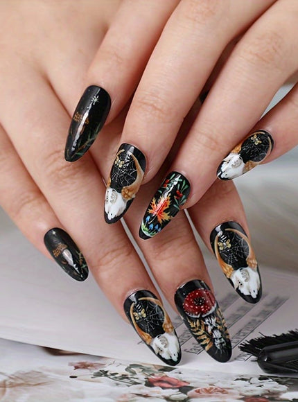 KissICON One Yard KissIcon Press On Nails - Long Almond Black