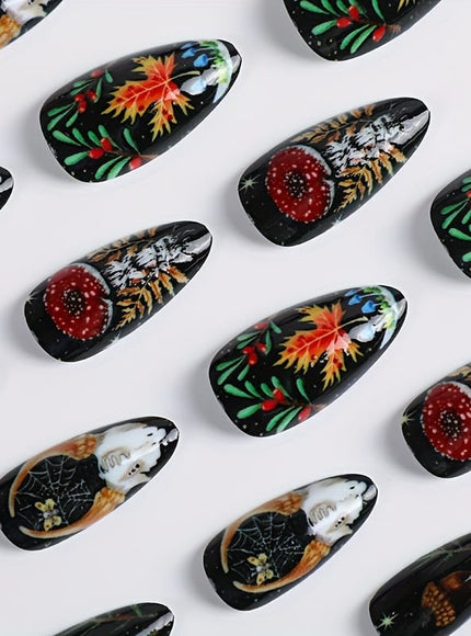 KissICON One Yard KissIcon Press On Nails - Long Almond Black