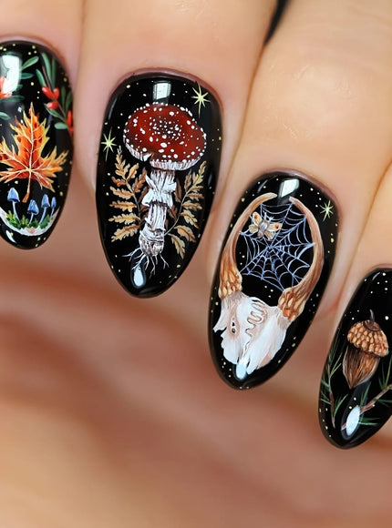 KissICON One Yard KissIcon Press On Nails - Long Almond Black