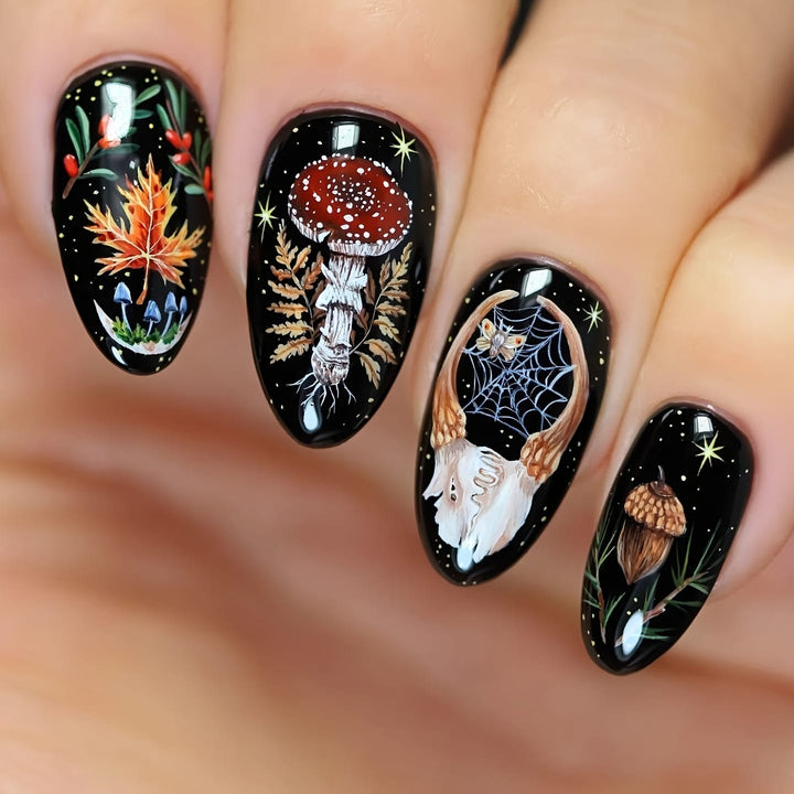 KissIcon Press On Nails - Long Almond Black