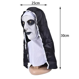 KissICON onesize / China Mainland The Horror Scary Nun Latex Mask w/Headscarf Valak Cosplay for Halloween Costume