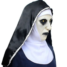 KissICON onesize / China Mainland The Horror Scary Nun Latex Mask w/Headscarf Valak Cosplay for Halloween Costume