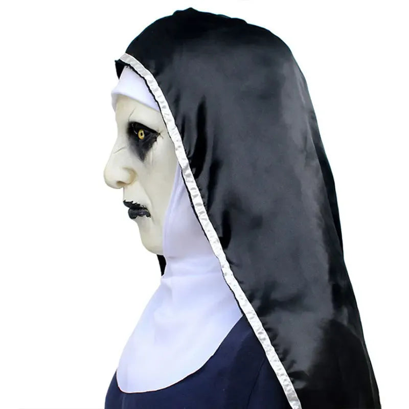 KissICON onesize / China Mainland The Horror Scary Nun Latex Mask w/Headscarf Valak Cosplay for Halloween Costume