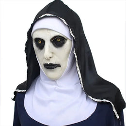 KissICON onesize / China Mainland The Horror Scary Nun Latex Mask w/Headscarf Valak Cosplay for Halloween Costume